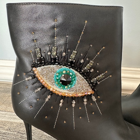 Kurt Geiger Black Eye Embellished Heeled Boots - Picture 2 of 8